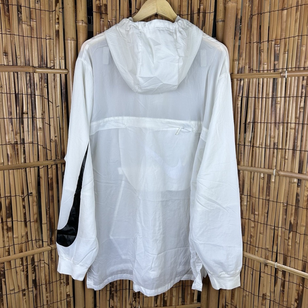 NIKE Swoosh Sportswear Hooded 1/4 Zip Pullover Windbreaker White Jacket Mens XL - Picture 5 of 16